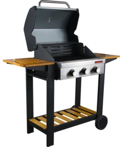 Barbecue a gas oceania 3 fuochi steel/wood, 130x58x115 cm - sandrigarden