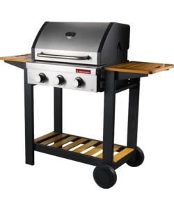 Barbecue a gas oceania 3 fuochi steel/wood, 130x58x115 cm - sandrigarden