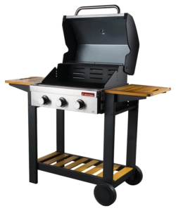 Barbecue a gas oceania 3 fuochi steel/wood, 130x58x115 cm - sandrigarden