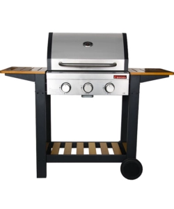 Barbecue a gas oceania 3 fuochi steel/wood, 130x58x115 cm - sandrigarden