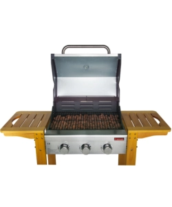 Barbecue a gas australia 3 fuochi wood, 130x58x115 cm - sandrigarden