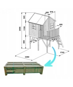 Casetta da giardino per bambini domus "leonardo" in legno, 175x226x250,5 cm