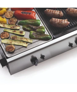 Griglia a gas plancha singola in acciaio inox a gpl/metano, 43x44x21,5 cm - ompagrill