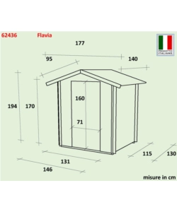 Casetta in legno da giardino alce "flavia" 146x130x194 cm