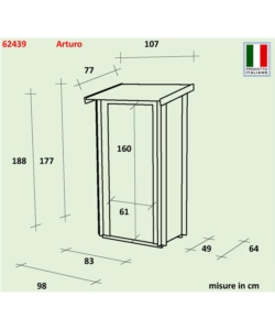 Casetta in legno da giardino "arturo" , 98x64x188 cm - alce