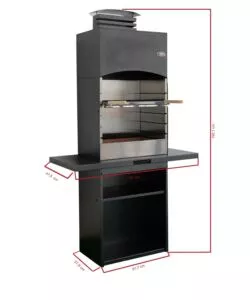 Barbecue a legna e carbone "tolosa" con cappa, 110x47,5x190,1 cm