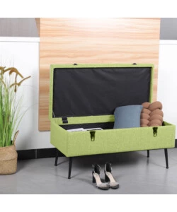 Panchina contenitore bellahome "lisa" in tessuto verde, 102x44x40 cm