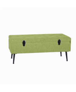 Panchina contenitore bellahome "lisa" in tessuto verde, 102x44x40 cm