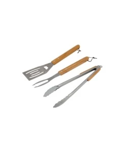 Set 3 utensili con manico in legno per barbecue - campingaz