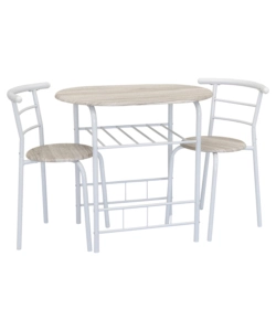 Set tavolo e 2 sedie in metallo e legno, 80x53x75 cm