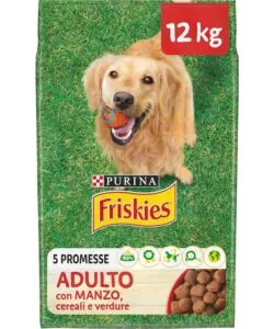 Crocchette per cane adulto 'friskies' al manzo, cereali e verdure, 12 kg - purina