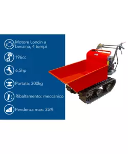 Motocarriola cingolata ama 'dumper tag300td' 4t 196 cc portata 300 kg