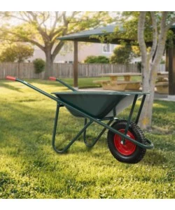 Carriola da giardino in acciaio zincato con vasca da 75 litri