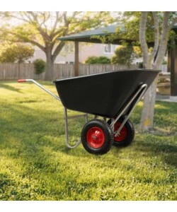 Carriola da giardino in acciaio zincato con vasca in polipropilene da 240 litri