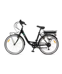 Bici elettrica e-bike city fold green nera con pedalata assistita,  autonomia 20 km  e pieghevole