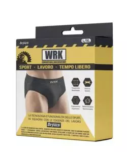 3 pezzi slip uomo tecnico "wrk201" in fibra dryarn colore nero, tg l/xl - wrk