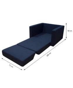 Poltrona 'prince' 2 in 1 tessuto nero trasformabile in letto, 71x84x50 cm