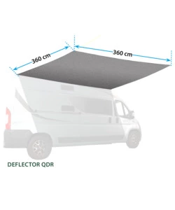 Tendalino parasole quadrata per veicoli brunner "deflector qdr" in polietilene, 360x360 cm.