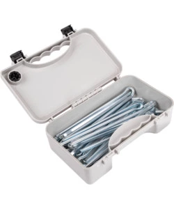 Set picchetti rotondi per tenda da campeggio brunner "peg box stick 20" in acciaio zincato 20 cm x Ø 6 mm