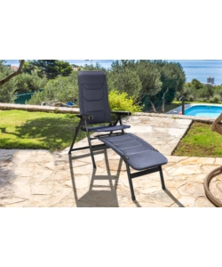 Sedia da campeggio reclinabile brunner "rebel pro large"  in alluminio e 3durafeel blu 54x45x125 cm