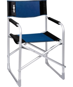 Sedia da campeggio brunner 'captain' in alluminio e poliestere nero e blu 48x46x45,5/81 cm