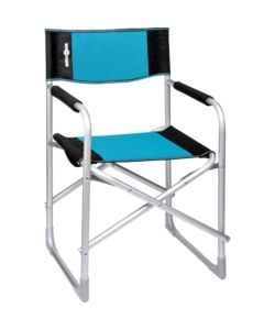 Sedia da campeggio brunner 'captain' in alluminio e poliestere nero e azzurro 48x46x45,5/81 cm