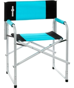 Sedia da campeggio brunner 'bravura' in alluminio e poliestere nero e azzurro 60x47x46/83 cm