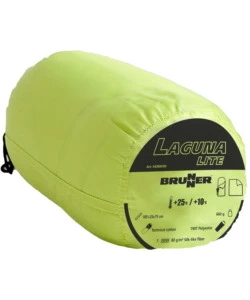 Sacco a pelo ultralight con cappuccio brunner "laguna lite" in poliestere e cotone verde 210x75 cm