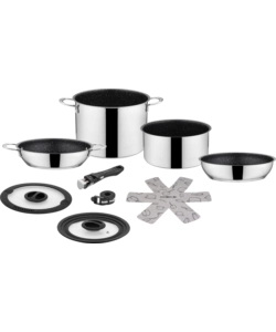 Set pentole da campeggio brunner 'academy high ng 7+1  22' in acciaio inox antiaderente