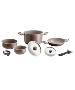 Set pentole da campeggio brunner 'chocolate 7+1  20' in alluminio antiaderente