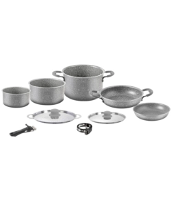 Set pentole da campeggio 'gourmet rock ng 8+1  20cm' in alluminio antiaderente