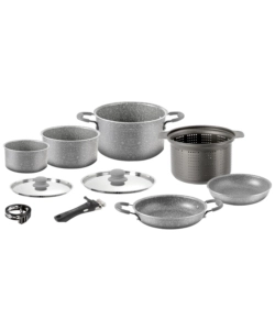 Set pentole da campeggio 'gourmet rock ng 9+1  22 cm' in alluminio antiaderente