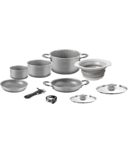 Set pentole da campeggio 'gourmet rock ng 9+1  24 cm' in alluminio antiaderente