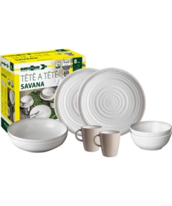 Set 8 stoviglie da campeggio brunner 'savana' in stone touch antiscivolo