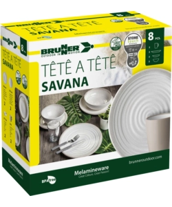 Set 8 stoviglie da campeggio brunner "savana" in stone touch antiscivolo