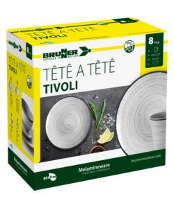 Set 8 stoviglie da campeggio brunner "tivoli" in melamina antiscivolo