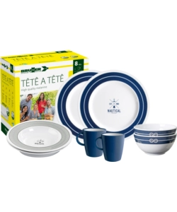 Set 8 stoviglie da campeggio brunner 'nautical' in melamina antiscivolo