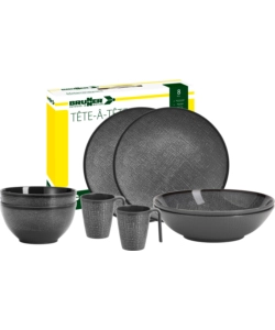 Set 8 stoviglie da campeggio brunner 'cottery' in melamina antiscivolo