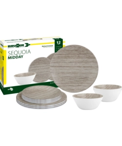 Set 12 stoviglie da campeggio brunner 'sequoia' in melamina