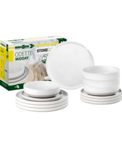 Set 12 stoviglie da campeggio brunner 'odette' in stone touch antiscivolo