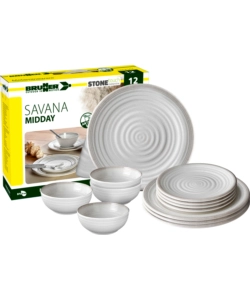 Set 12 stoviglie da campeggio brunner 'savana' in stone touch antiscivolo