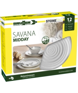 Set 12 stoviglie da campeggio brunner "savana" in stone touch antiscivolo