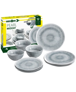 Set 12 stoviglie da campeggio brunner 'pearl' in stone touch antiscivolo