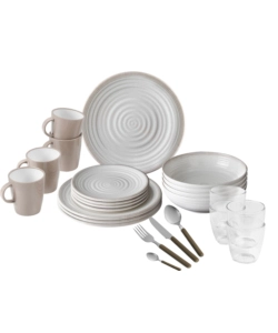 Set 36 stoviglie da campeggio brunner "savana" in stone touch antiscivolo