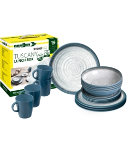 Set 16 stoviglie da campeggio brunner 'tuscany' in stone touch antiscivolo