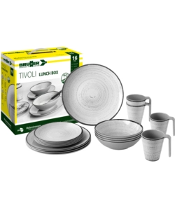 Set 16 stoviglie da campeggio brunner 'tivoli' in melamina antiscivolo