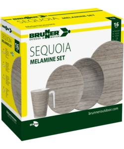 Set 16 stoviglie da campeggio brunner "sequoia" in melamina