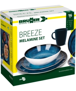 Set 16 stoviglie da campeggio brunner "breeze" in melamina