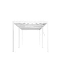 Gazebo pergola bioclimatica da esterno "calicantus twin" bianca in alluminio, con led -  7,8x4xh2,5 m