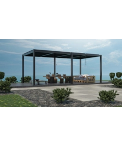 Gazebo pergola bioclimatica da esterno "calicantus twin" antracite in alluminio, con led -  7,8x4xh2,5 m